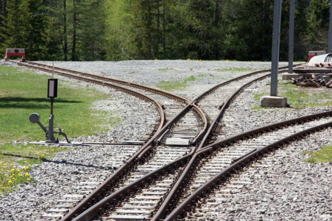 Railway tracks diverging