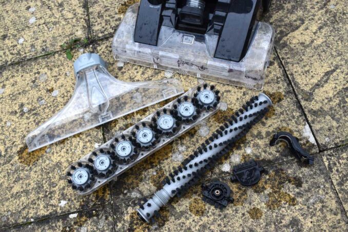 The front end of the machine, dismantled for cleaning.