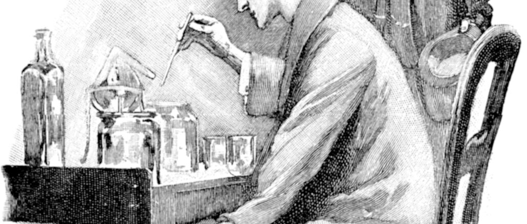 Holmes at work with Watson.