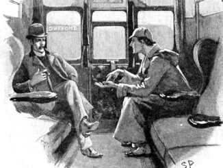 Holmes and Watson on a train.